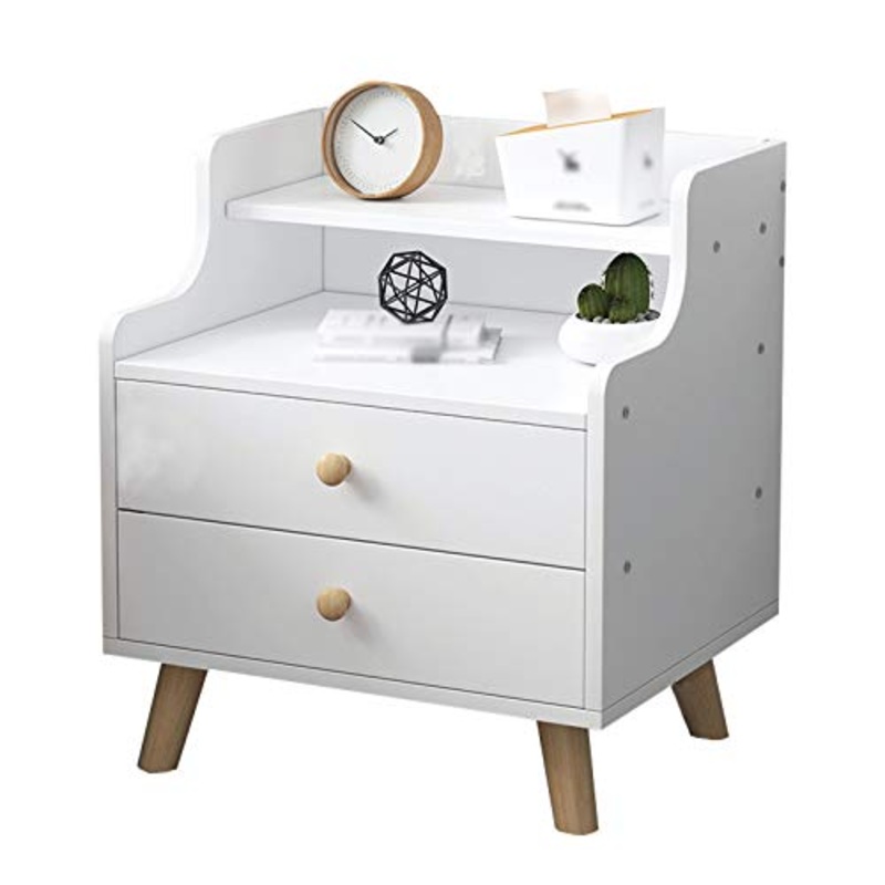 Comodino in legno massello armadio piedi 2-cassetti semplice moderno camera da letto comodino multifunzionale armadio 40X35X54CM FANJIANI (colore : B)