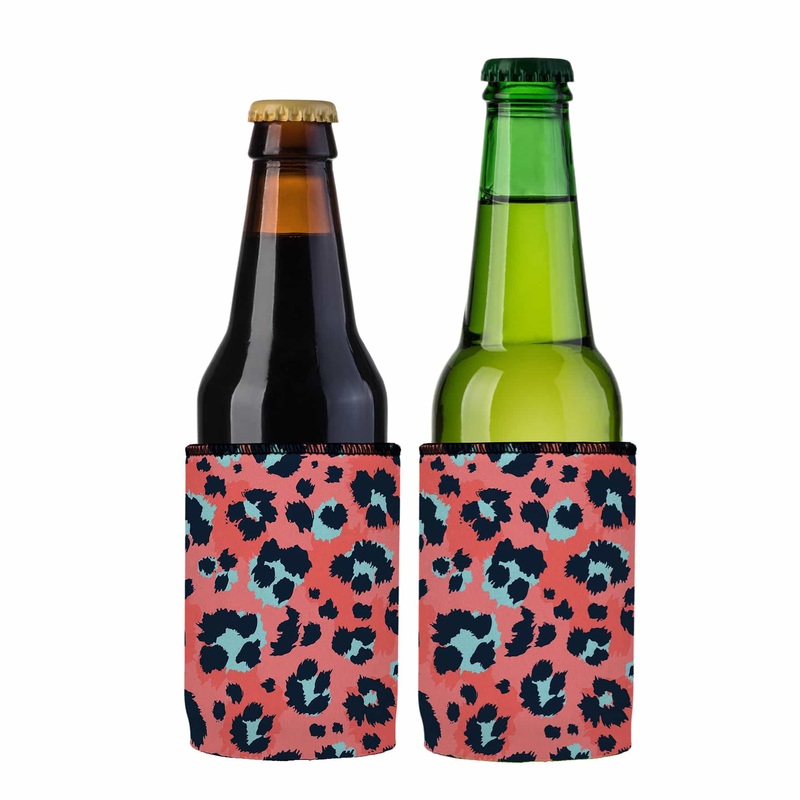 Coral Leopard Print Stubby Cooler 2-Pack – Standard