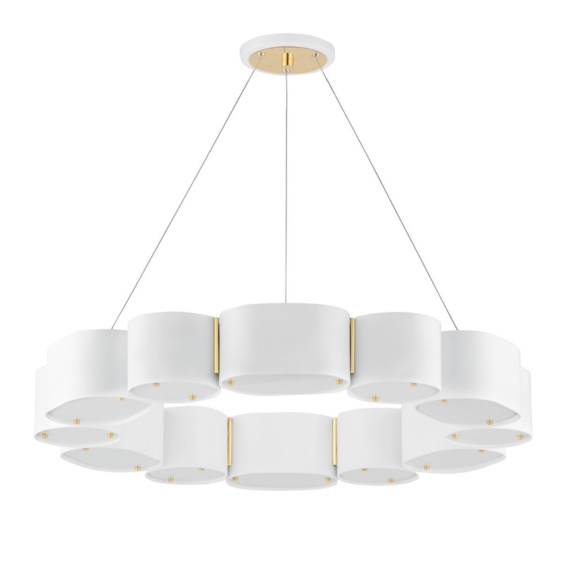 Corbett Lighting 393-30-SWH/VB Opal 12 Light Chandelier Soft White/Vintage Brass