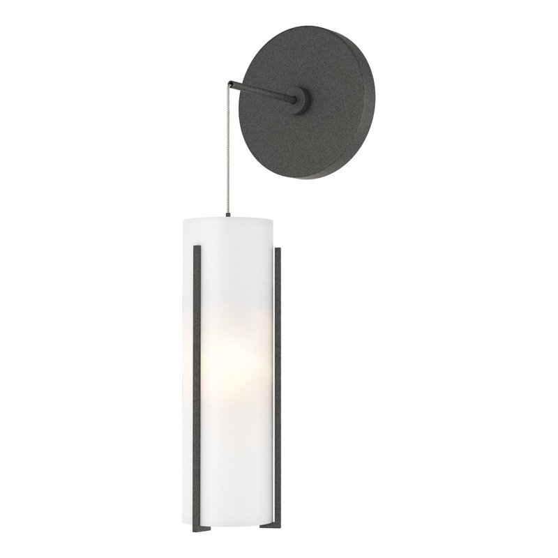 Exos Glass Mini Low Voltage Sconce Natural Iron Opal Glass (GG)