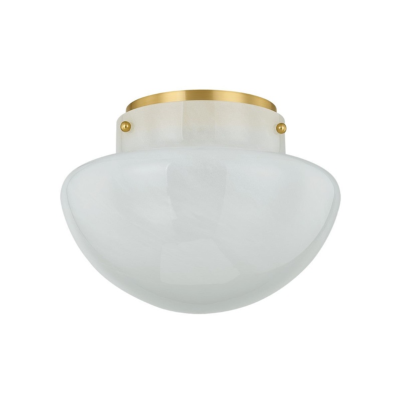 One Light Flush Mount from the Lilou Collection in Aged Brass Finish by Mitzi
