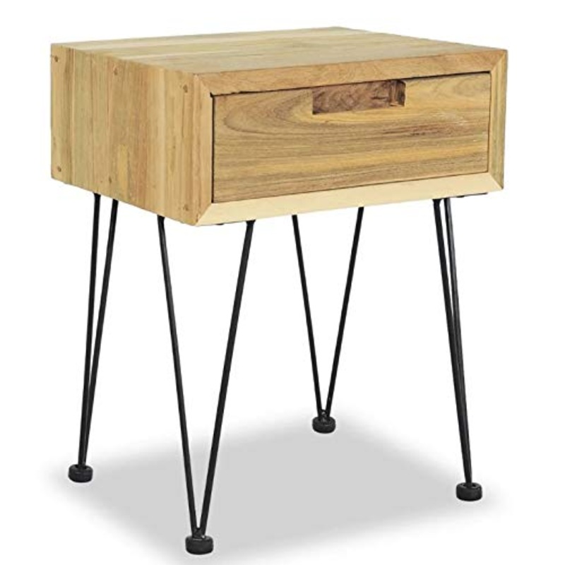 Pissente – Comodino con piede in metallo, per divano, rustico, tavolo da casa, hotel, ufficio, 40 x 30 x 50 cm