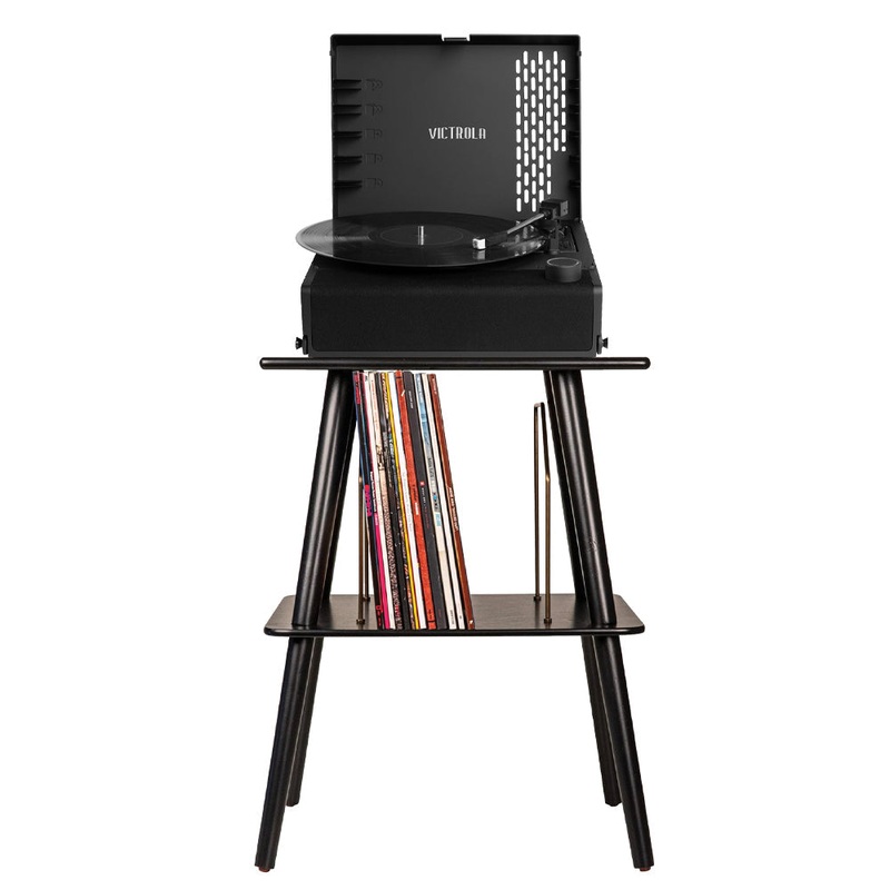 Victrola Revolution Go Turntable – Black + Entertainment Stand Bundle – Black