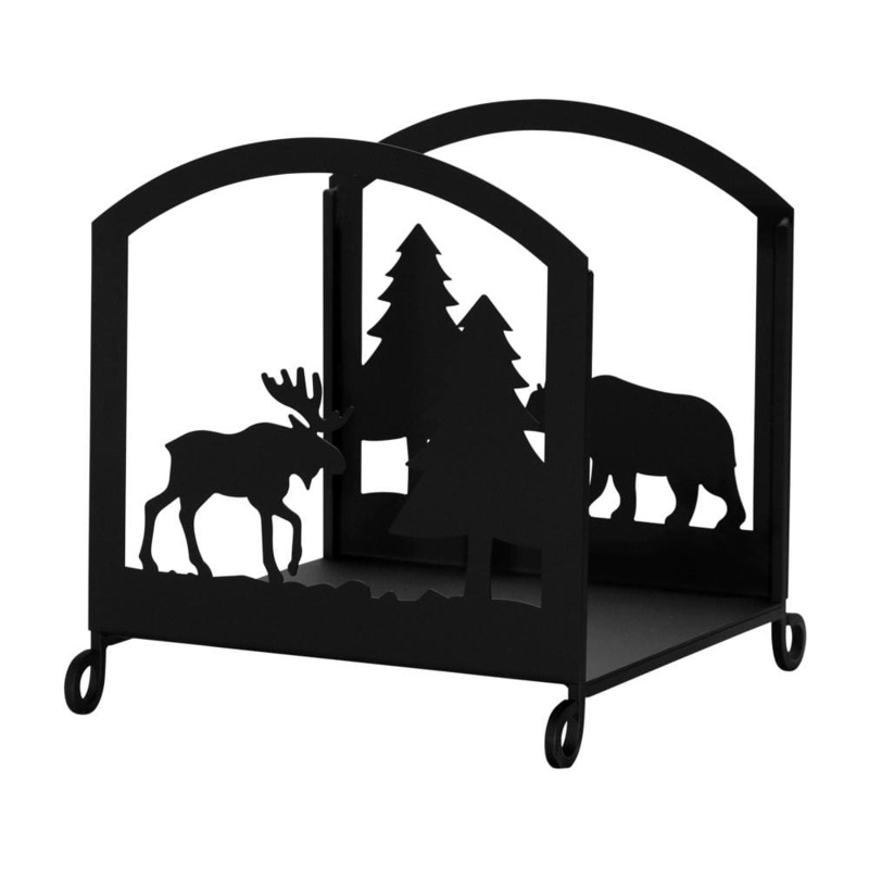 Village Wrought Iron FP-WR-22-83 Moose & Bear Wood Rack