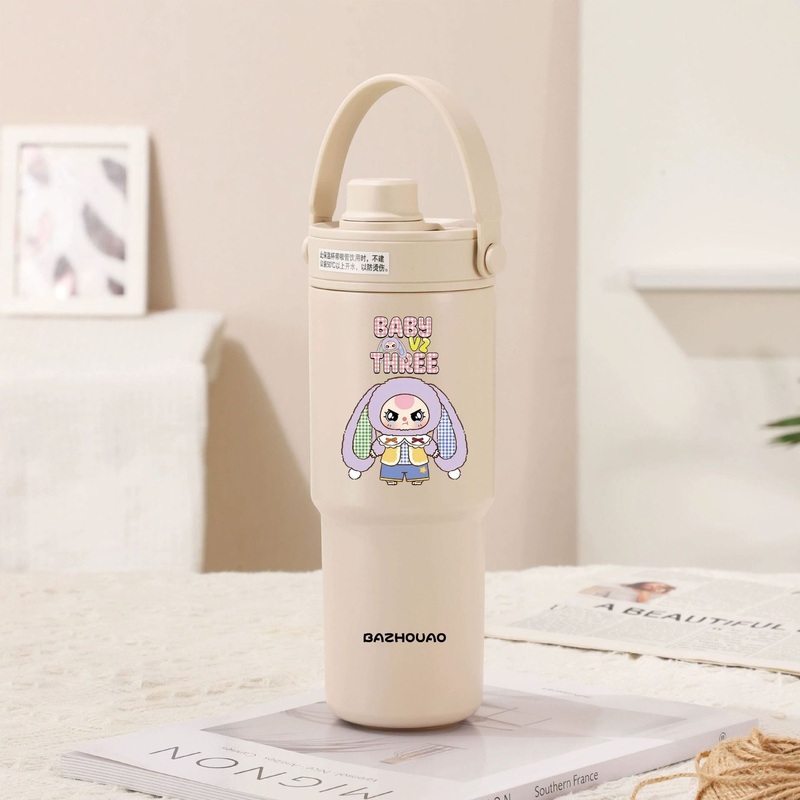 Beige – Baby 3 30oz Ceramic-Lined Insulated Tumbler with Handle, 735ml Stainless Steel Travel Mug