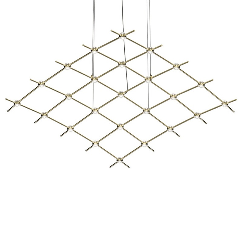 Constellation Aquarius Medius Satin Brass with Clear Faceted Acrylic 2700K 10′ Adjustable Cord/Cable