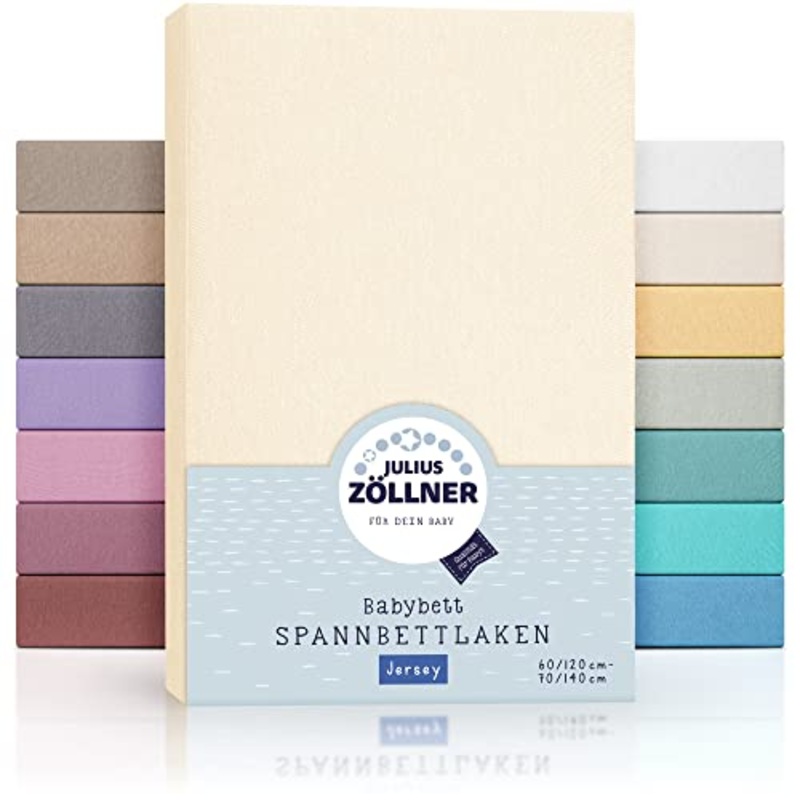 Julius Zllner 8320113230 – Coprimaterasso Jersery per Lettino, Dimensione: 60 x 120 cm/70 x 140 cm, Colore: ecru