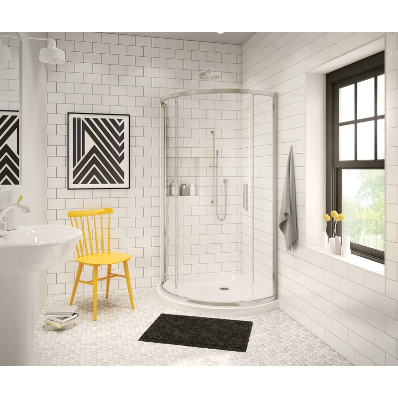 MAAX 137446-900-305-000 Radia Round 36 x 36 x 71  in. 6mm Sliding Shower Door for Corner Installation with Clear glass in Brushed Nickel
