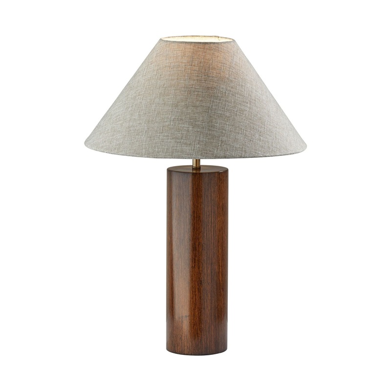 Martin Table Lamp Walnut Poplar Wood with Antique Brass Accent