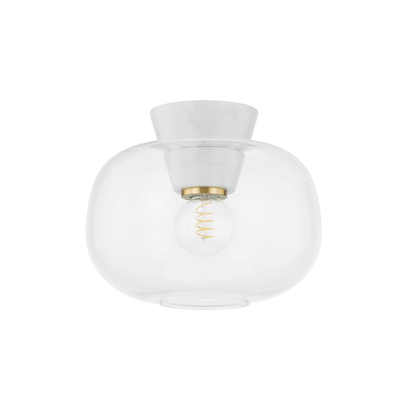 One Light Flush Mount from the Ariella Collection in Aged Brass Finish by Mitzi