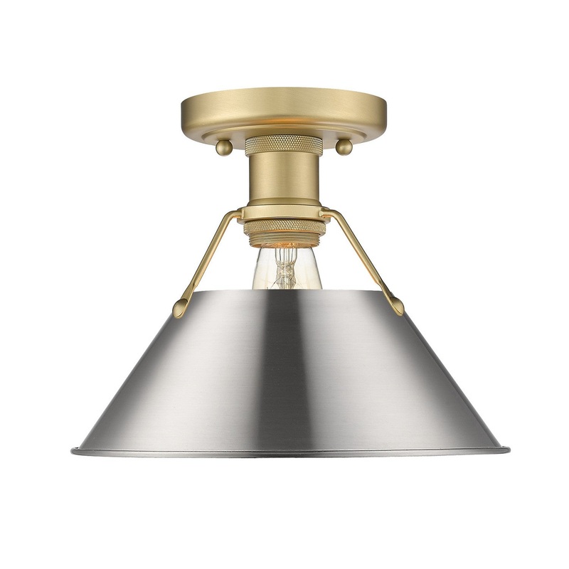 One Light Flush Mount from the Orwell Collection in Brushed Champagne Bronze Finish by Golden