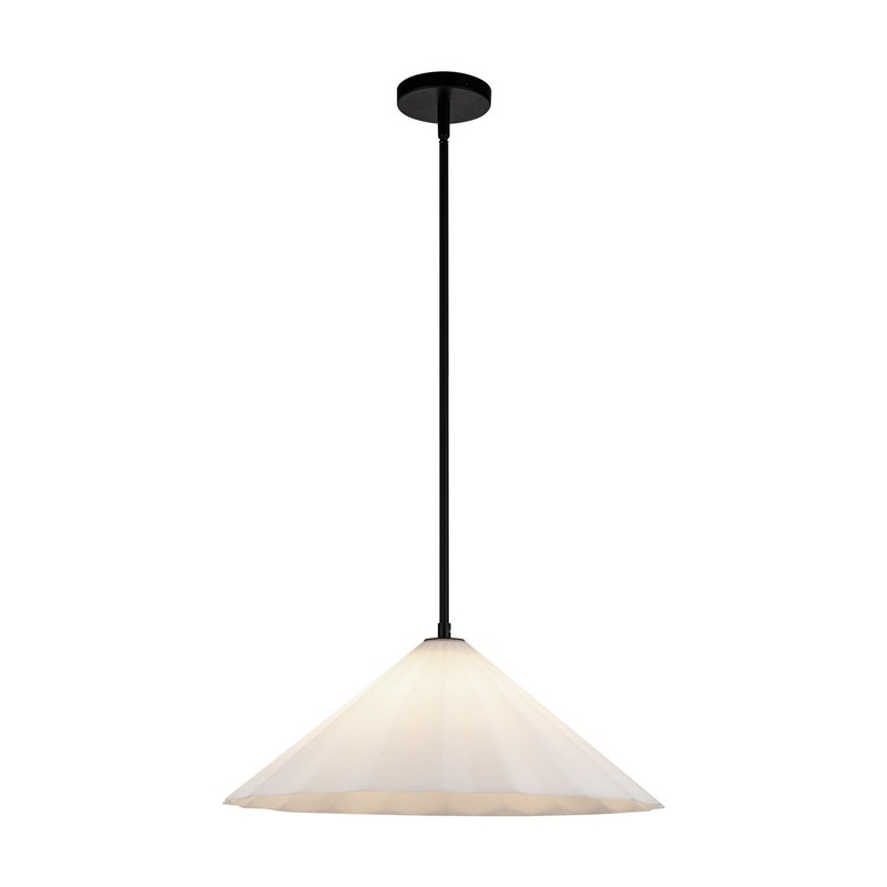 One Light Pendant from the Serena Collection in Matte Black/Opal Glass Finish by Alora