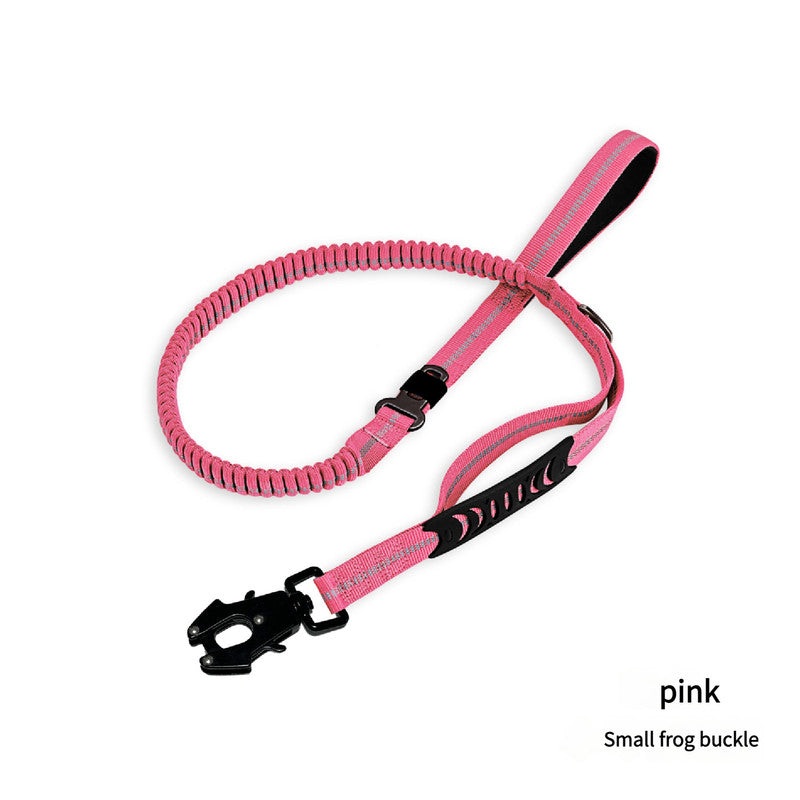 Pink Shock Absorbing Dog Leash with Reflective Stitching – 135cm for Small to Large Dogs