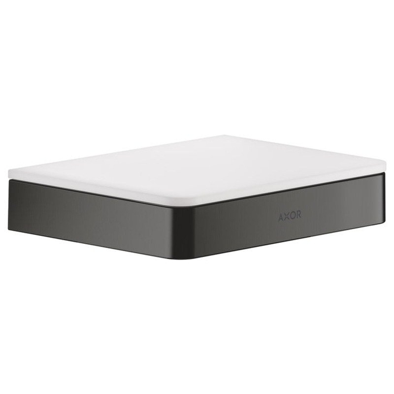 Shelf Universal SoftSquare Wall Mount Brushed Black Chrome 6 Inch Metal/Glass