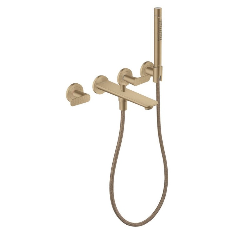 Tub Filler Trim Citterio C 2 Lever Cubic Cut Brushed Bronze WaterSense 8 Inch Spread Wall Mount 5.3 Gallons per Minute