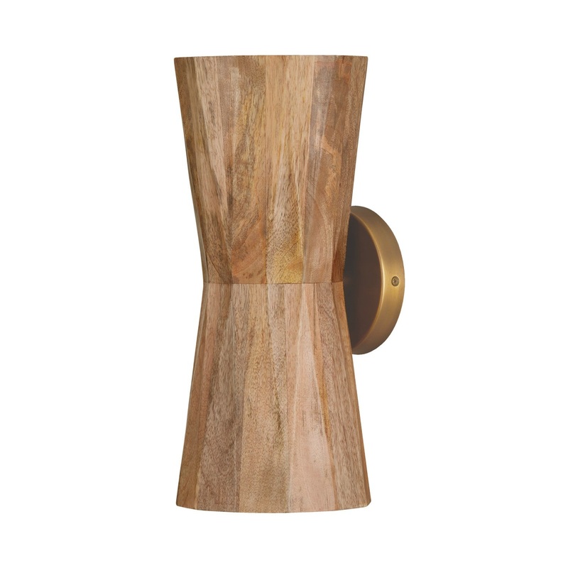 Two Light Wall Sconce from the Nadeau Collection in Light Wood and Patinaed Brass Finish by Capital Lighting