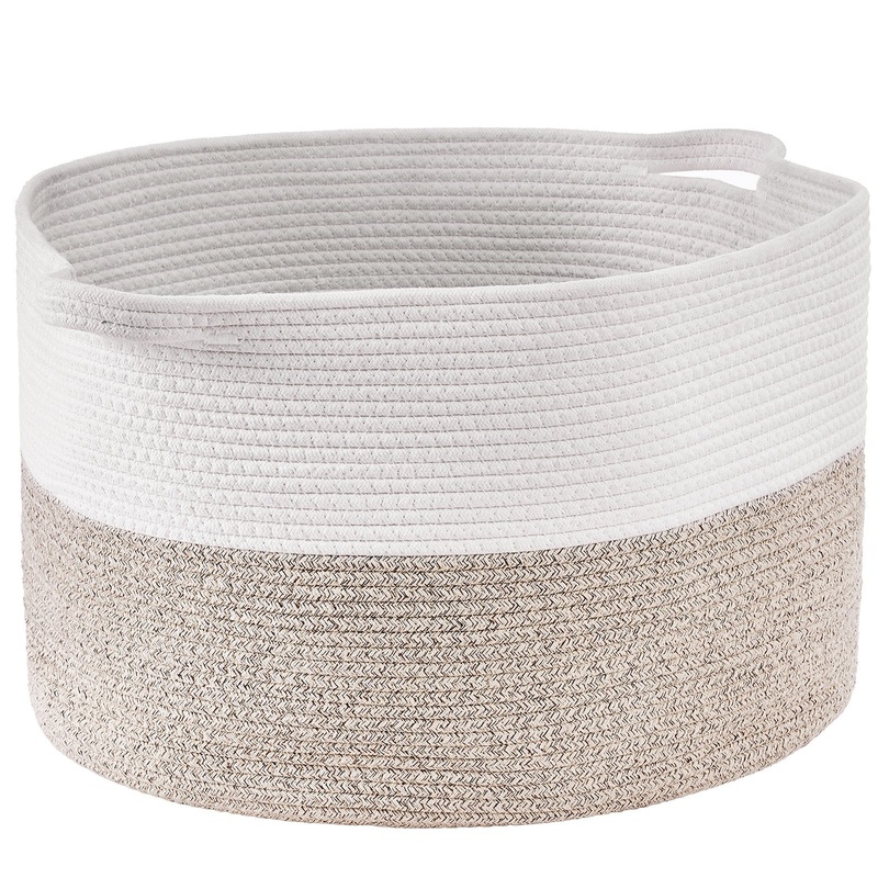 VEVOR Cotton Rope Storage Basket 87L Woven Blanket Basket 20 x 20 x 14 in