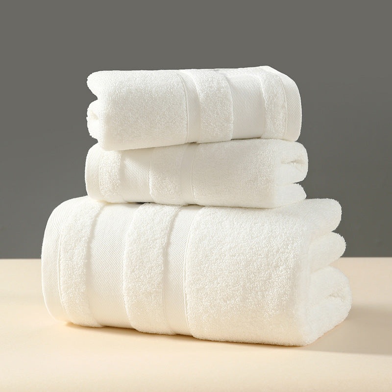 White Premium 3-Piece 100% Cotton Towel Set – Ultra Soft, Absorbent & Quick-Dry for Bathroom