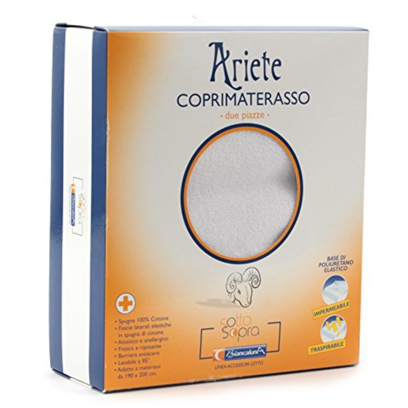 Biancaluna COPRIMATERASSO Art Ariete Singolo Impermeabile in Spugna Art Misure 90X200 CM