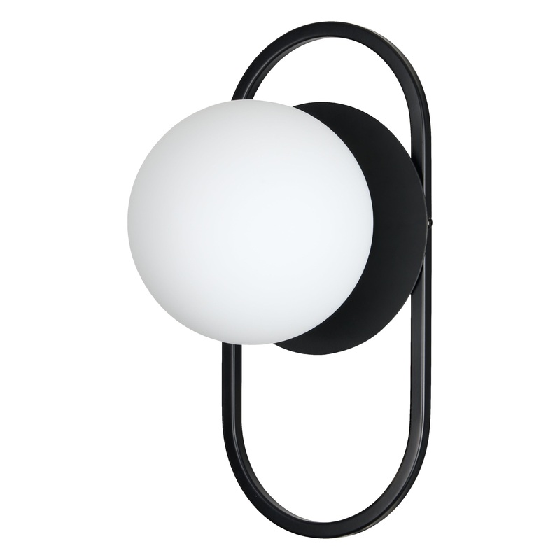 Burlat 1-Light Wall Sconce Matte Black with White Opal Glass