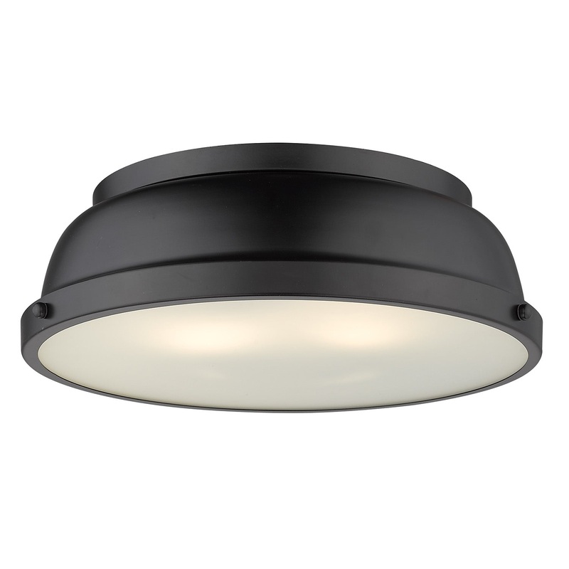 Duncan 14″ Flush Mount in Matte Black with a Matte Black Shade