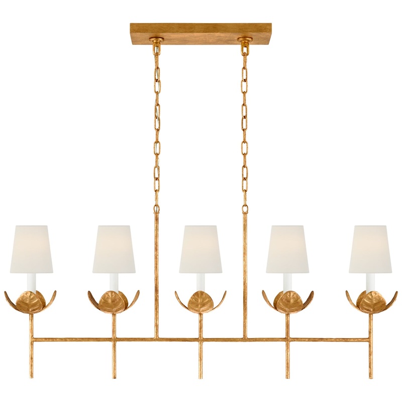 Five Light Linear Chandelier from the Illana Collection in Antique Gold Leaf Finish by Visual Comfort Signature