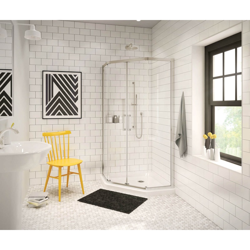 MAAX 137441-900-305-000 Radia Neo-angle 38 x 38 x 71  in. 6mm Sliding Shower Door for Corner Installation with Clear glass in Brushed Nickel