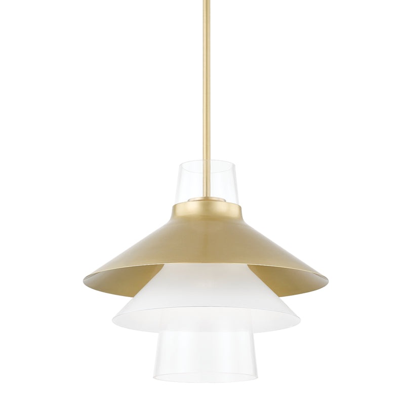 One Light Pendant from the Jessy Collection in Aged Brass Finish by Mitzi