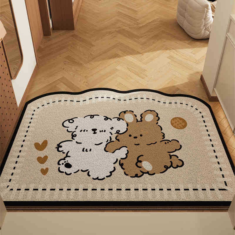 Paradise Partners Set of 2 Cartoon PVC Coil Entrance Mats – Non-Slip Dirt Trapping Door Mats (50x80cm)