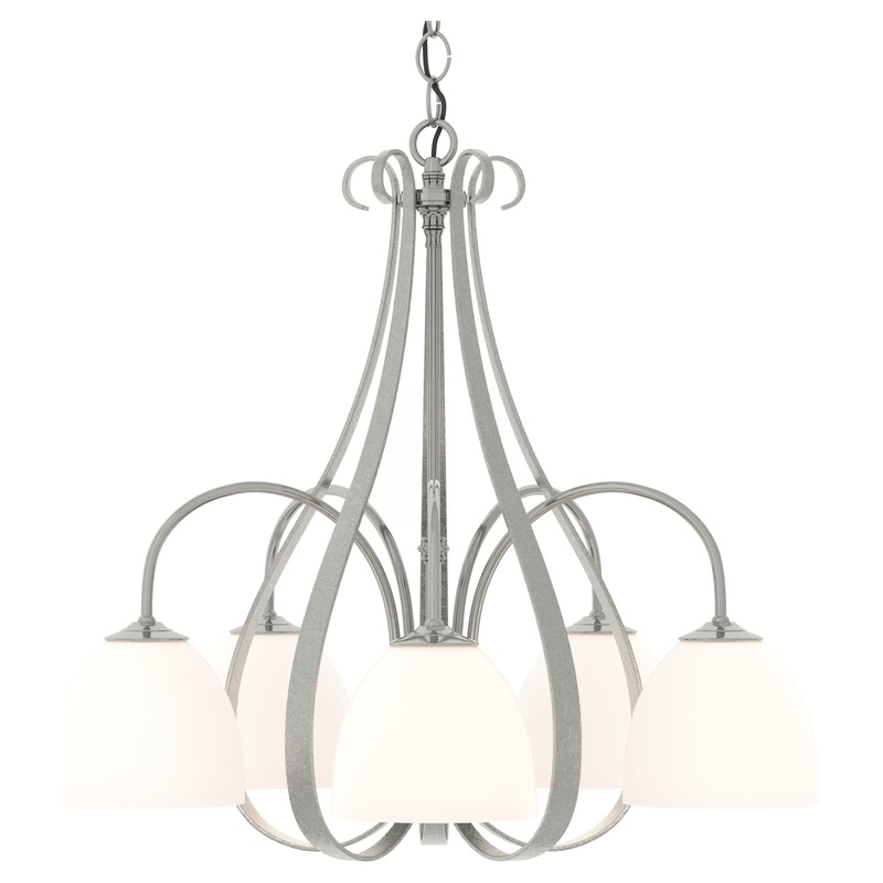 Sweeping Taper 5-Arm Chandelier Sterling