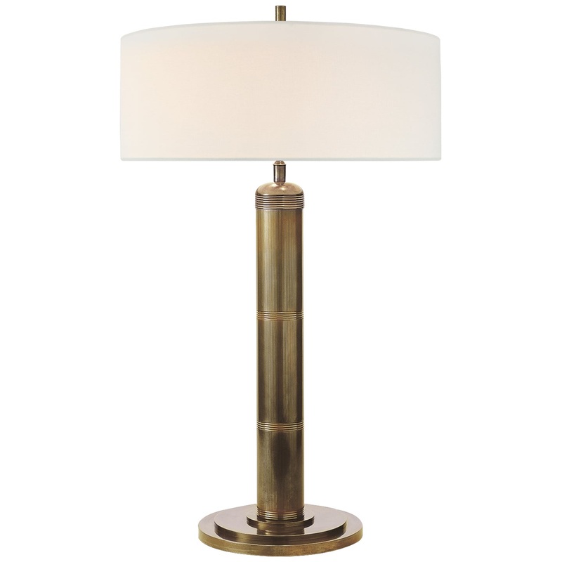 Two Light Table Lamp from the Longacre Collection in Hand-Rubbed Antique Brass Finish by Visual Comfort Signature