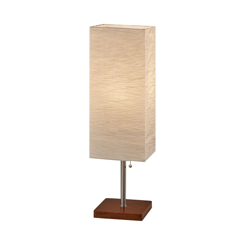 Dune Table Lamp Brushed Steel with Walnut Rubberwood