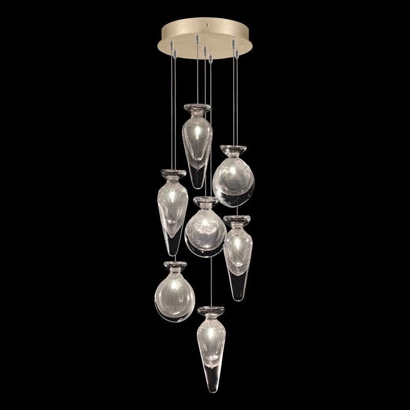 Essence 13.5″W Round Pendant Gold/Clear Mix