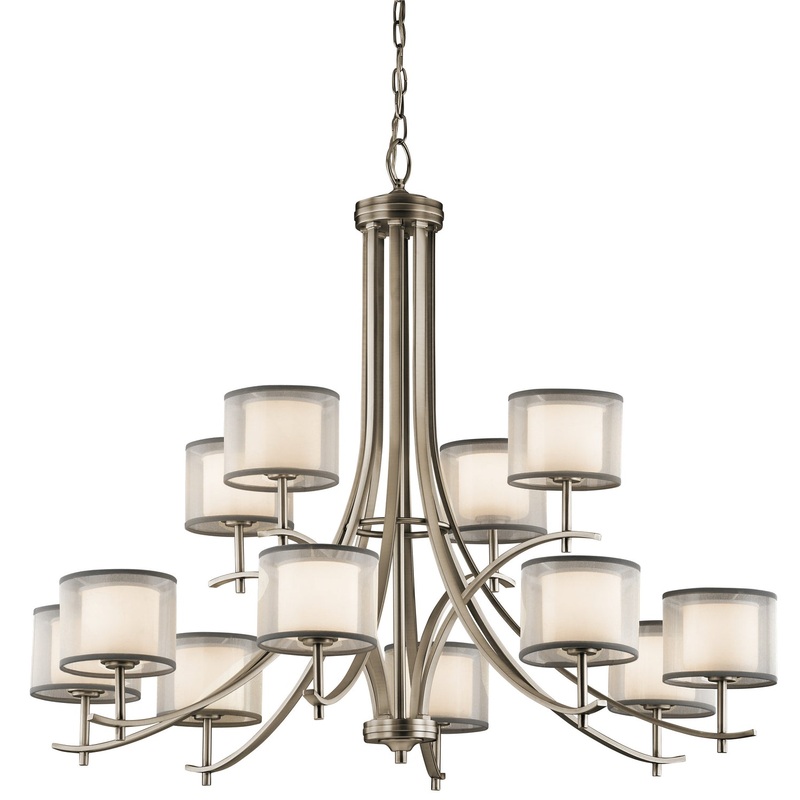 Kichler 43151AP 12 Light Chandelier, Antique Pewter