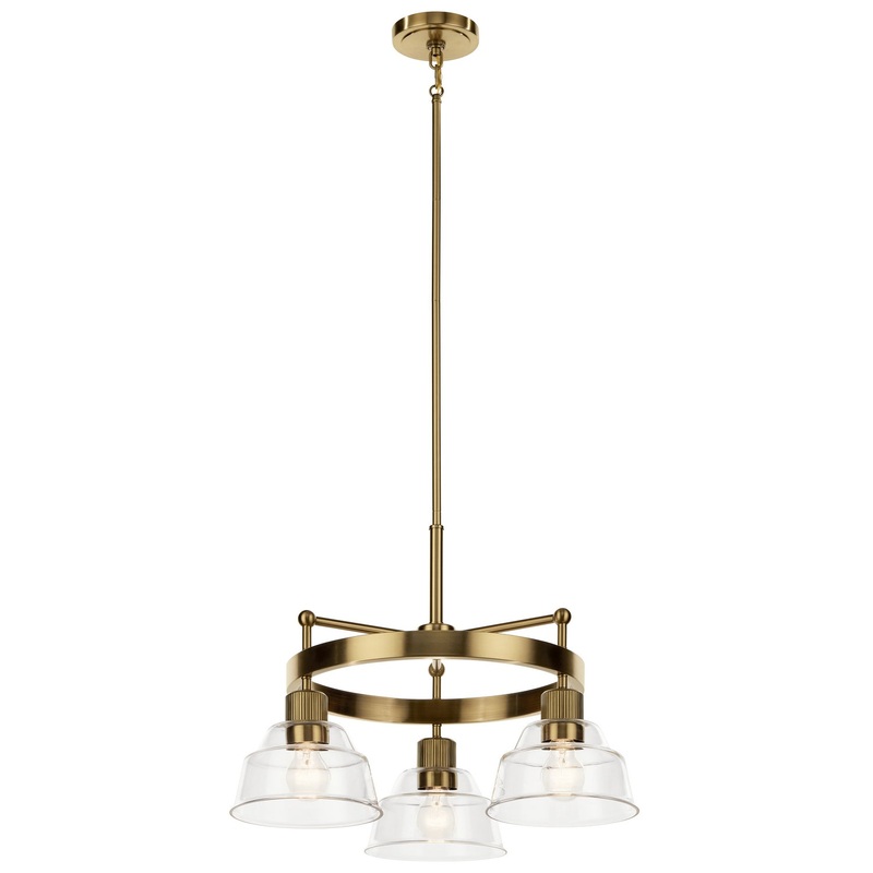 Kichler 52402BNB Three Light Chandelier, Brushed Brass