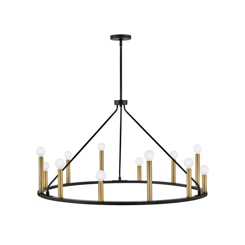 LED Chandelier from the Lazlo Collection in Black Finish by Lark