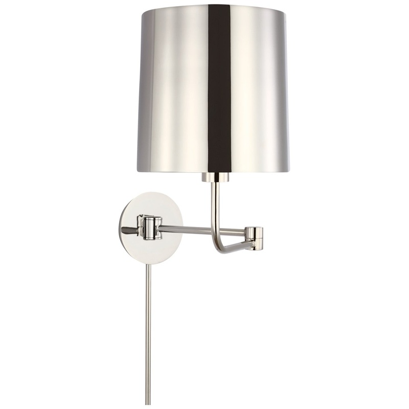 LED Swing Arm Wall Light from the Go Lightly Collection in Polished Nickel Finish by Visual Comfort Signature