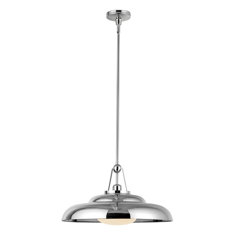 One Light Pendant from the Palmetto Collection in Polished Nickel/Glossy Opal Glass Finish by Alora