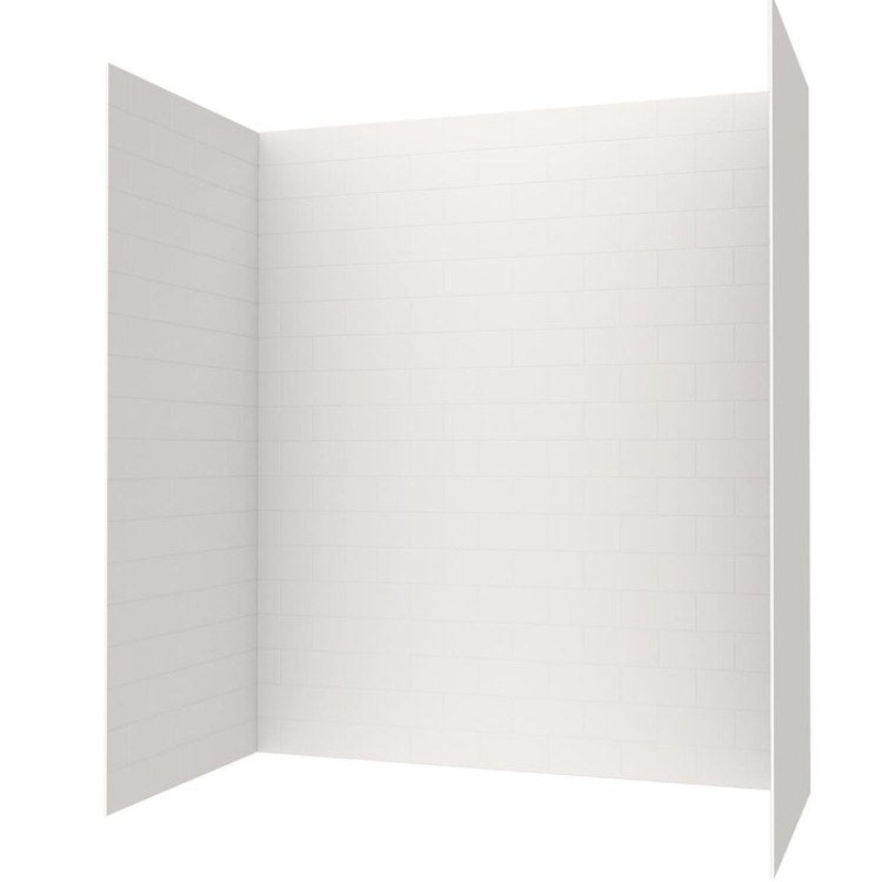 Shower Wall Kit Metro Subway Tile Glue Up 62 x 30 x 72 Inch White Swanstone