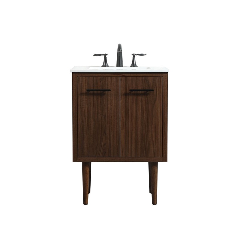 Single Bathroom Vanity from the Cyrus Collection in Walnut Finish by Elegant Lighting