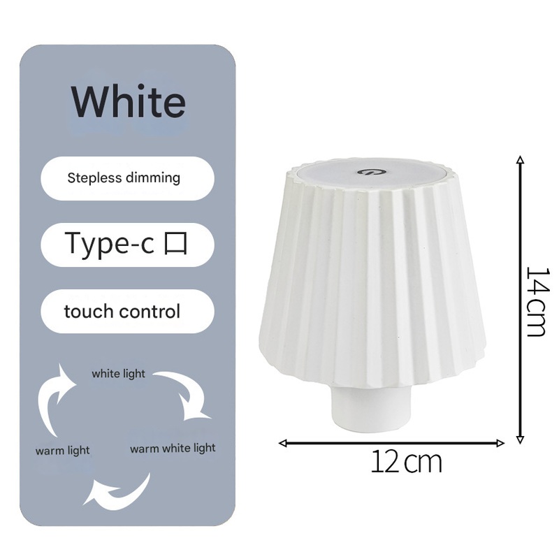 Striped white Cordless LED Bottle Lamp – Rechargeable Touch-Control Table Light with 3 Color Modes for Bar & Home Decor