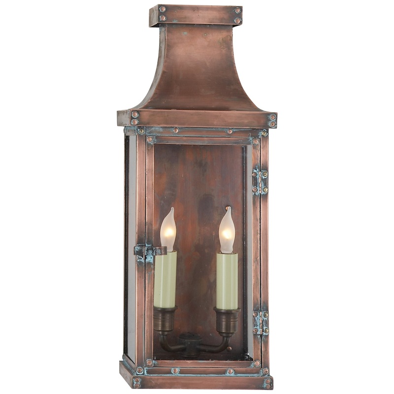 Two Light Wall Lantern from the Bedford Collection in Natural Copper Finish by Visual Comfort Signature