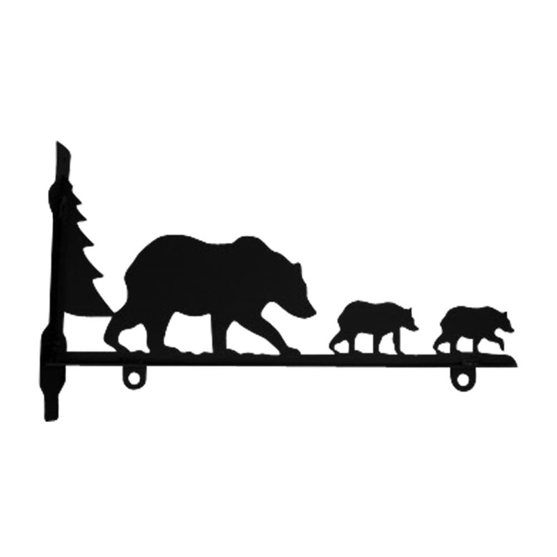 Village Wrought Iron SGB-221-24 Bear Family Sign Bracket 24 Inch
