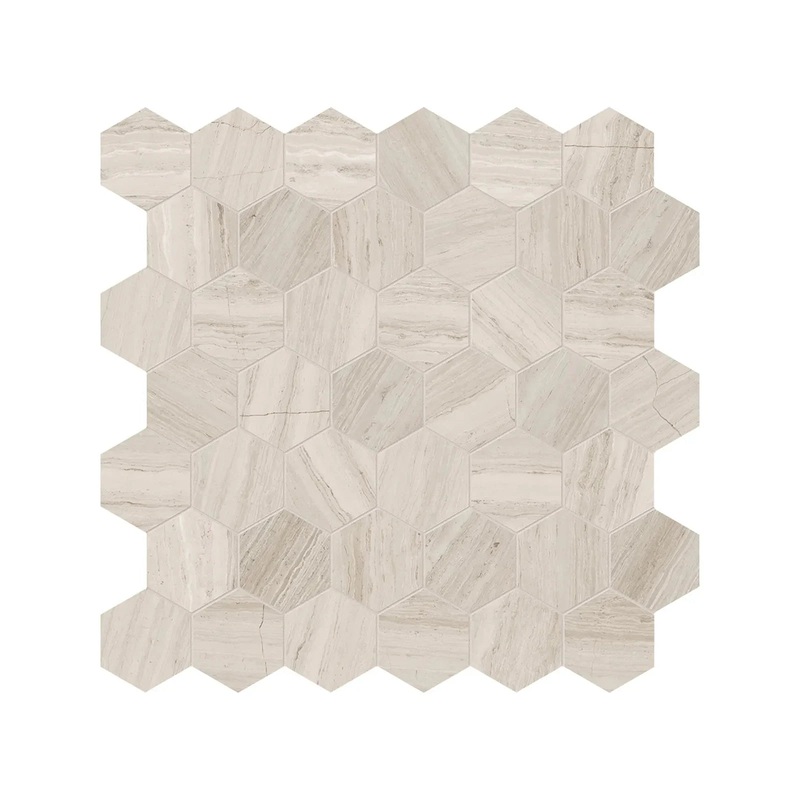2″ Hex Strada Mist Limestone Honed Mosaic 1 Sheet = .99 Sqft Hexagon
