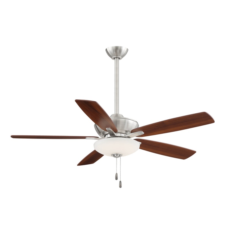 5-blade Minute 52″ Ceiling Fan by Minka Aire (Dry Rated) Brushed Nickel/Dark Walnut/Medium Maple Dark Walnut