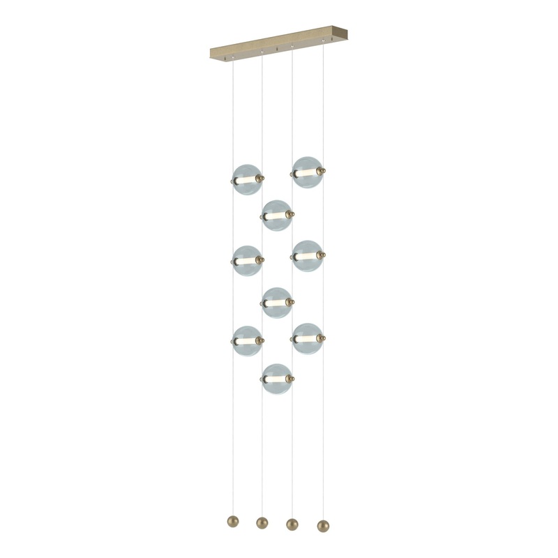 Abacus 9-Light Ceiling-to-Floor LED Pendant Soft Gold Cool Grey Glass (YL)