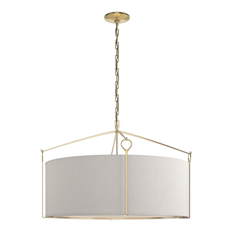 Bow Large Pendant Modern Brass Flax Shade (SE)