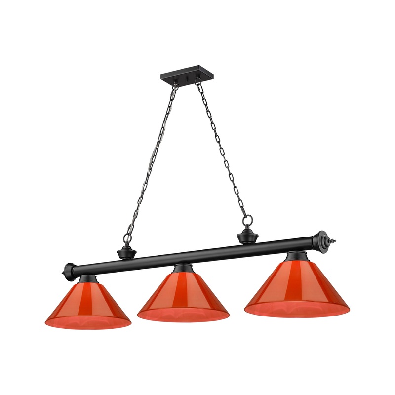 Cordon 3-Light Billiard Matte Black Cone Red Plastic