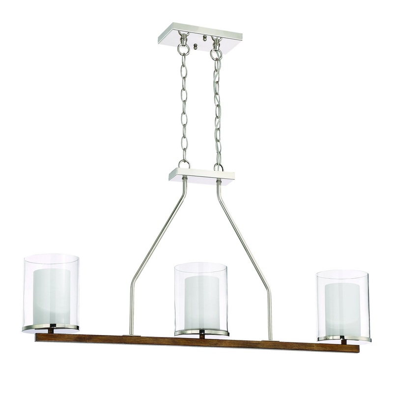 Craftmade 46473-PLNWB Lark Three Light Island Pendant Polished Nickel/Whiskey Barrel (Discontinued)