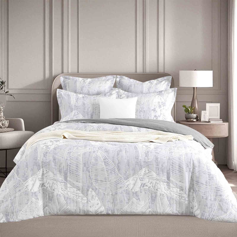 Grove Charcoal Jacquard Queen Quilt Cover Set by Renee Taylor